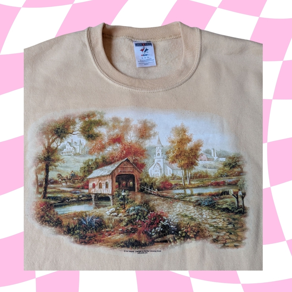 Cottage Sweatshirt / Nature Scene Grandma Sweatshirt /English Cottage Sweatshirt
